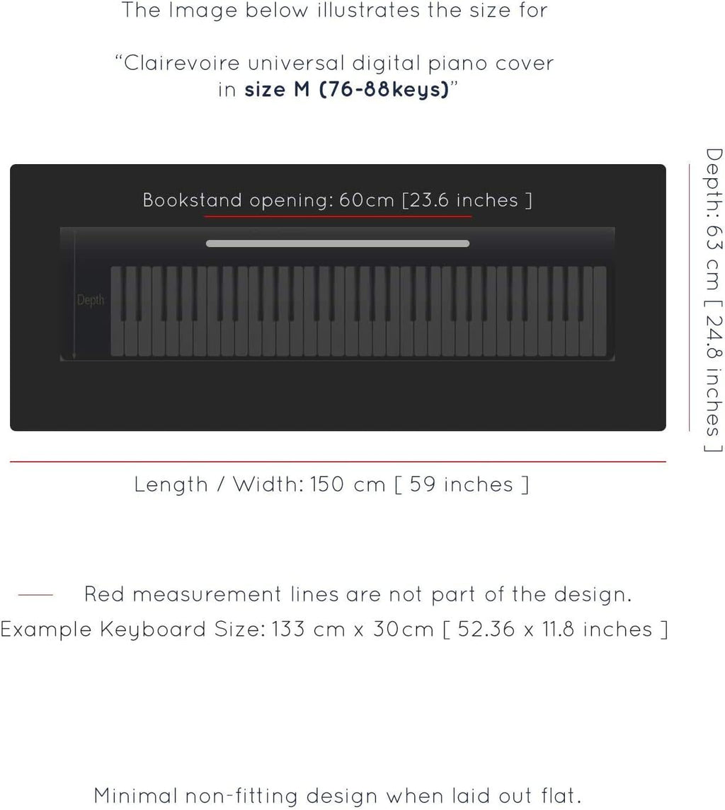 Clairevoire Piano Keyboard Dust Cover for 61 Keys to 88 Keys, Electric Pianos Cover, Digital Pianos Cloth Protection,Lightweight and Adjustable Closure,Pearl White, M - Keyboard Piano up to 53" x 16"