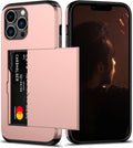 Nvollnoe for iPhone 12 Pro Max Case with Card Holder Heavy Duty Protective Dual Layer Shockproof Hidden Card Slot Slim Wallet Case for iPhone 12 Pro Max for Men&Women(Rose Gold)