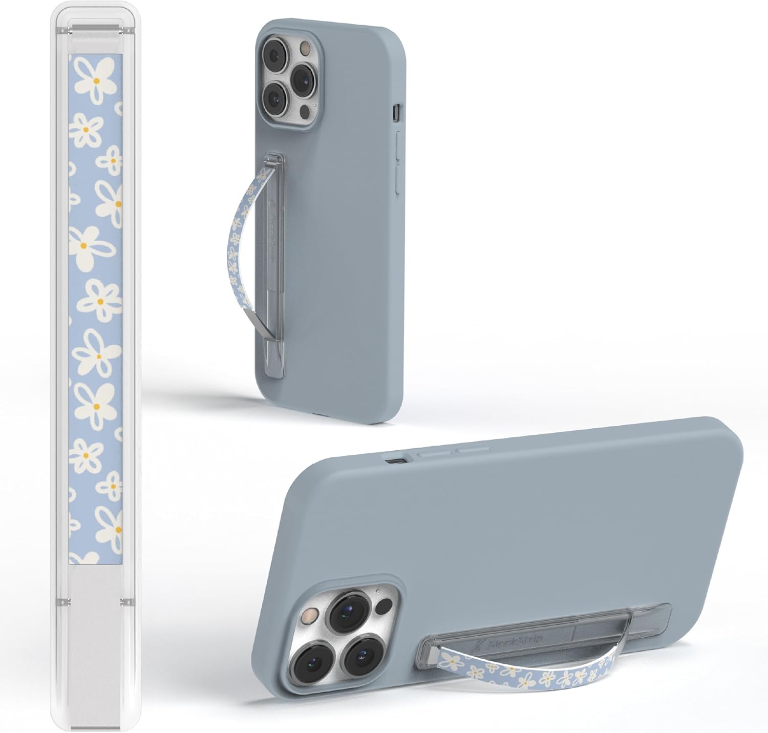 Phone Grip, Ultra Thin Cell Phone Grips Finger Holder Kickstand for Back of Phone, Loopy Case Swappable for Smartphones Wireless Chargers Car Mounts - SleekGrip Essential