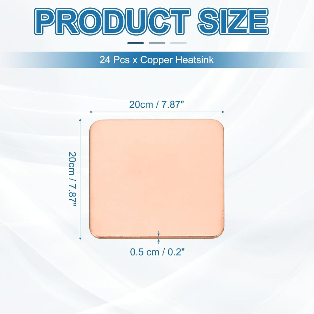 PATIKIL Copper Heatsink Pad Shims, 24 Pcs 20x20x0.5mm Copper Pad Shim IC Chipset GPU CPU Thermal Heatsink for Cooling Laptop Desktop Computer