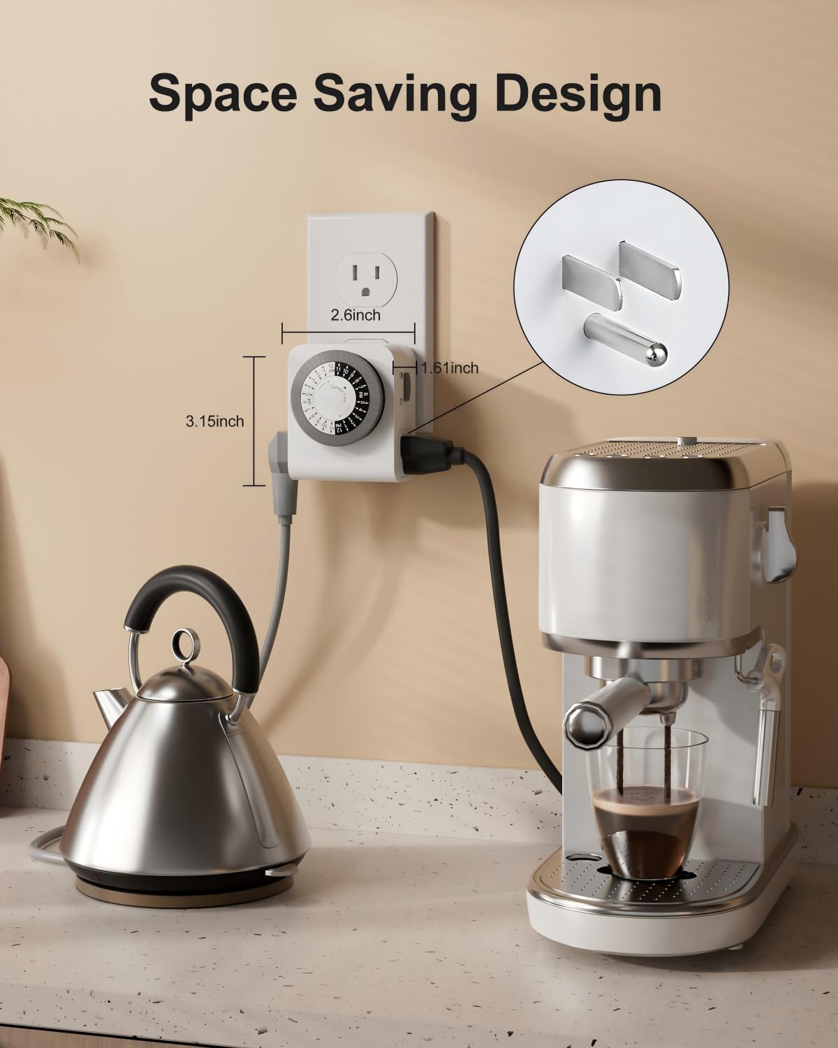 BN-LINK Outlet Timer with 2 Grounded Outlets, Mechanical Light Timer for Electrical Outlet Indoor, 24-Hour 3-Prong for Lamp,Indoor Lighting,Fan and Christmas Light (1 Pack-3Prong(Dual Outlet))