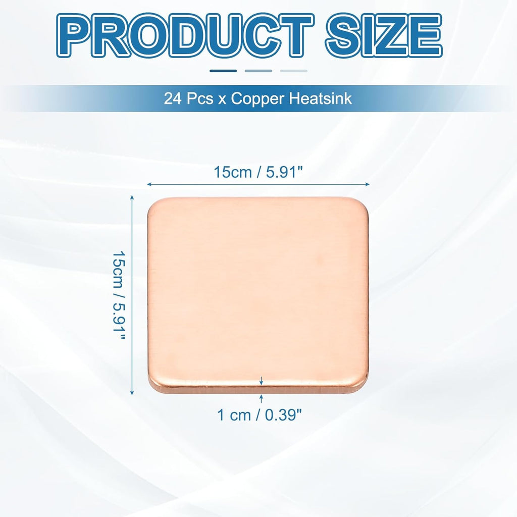 PATIKIL Copper Heatsink Pad Shims, 24 Pcs 15x15x1mm Copper Pad Shim IC Chipset GPU CPU Thermal Heatsink for Cooling Laptop Desktop Computer