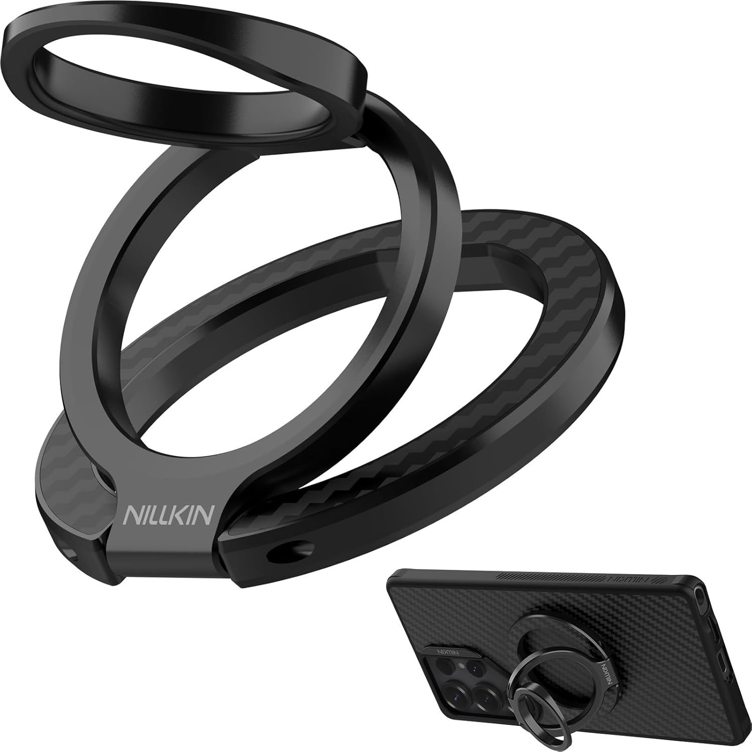 Nillkin FiberSnap for Magnetic Phone Ring Holder for MagSafe, Magnet Cell Phone Grip Stand Finger Ring Kickstand Two-Sided Magnetic Compatible with iPhone 16 Pro Max 15 14 13 12 MagSafe Accessories