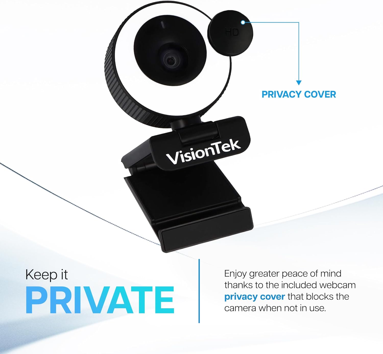 VisionTek VTWC40 Premium Autofocus Full HD 1080P 60FPS Webcam, Chromebook, Computer Video Camera, Digital Dual Microphones, Privacy Cover, 96-Degree Viewing Angle, Work, Study, & Stream (901442)