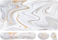 4-in-1 Large Gaming Mouse Pad, Keyboard Wrist Rest Pad & Wrist Support Mousepad Set, Extended Desk Pad Waterproof Desk Mat for Home Office Study Game - White Marble