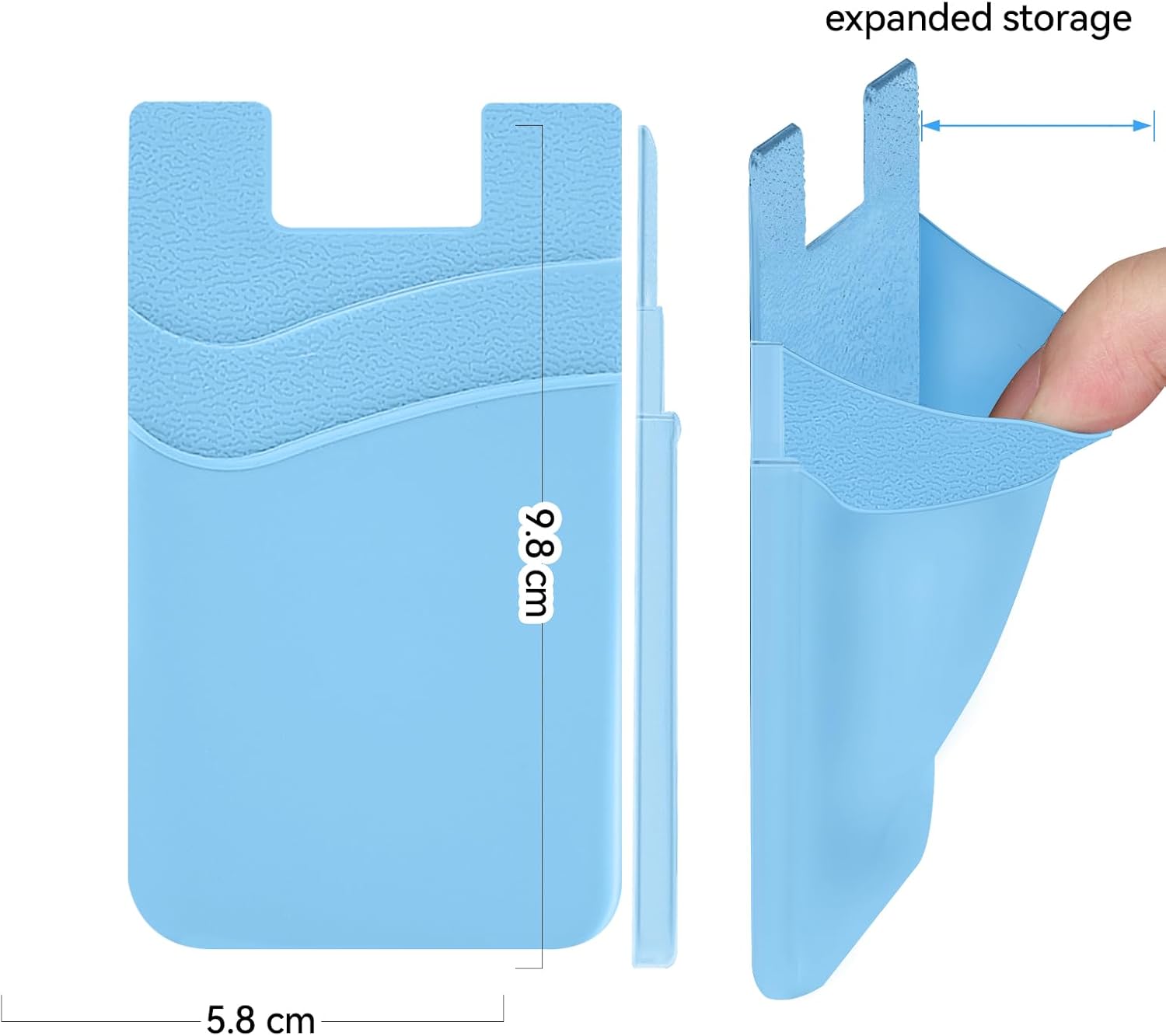 SS Phone Wallet, Phone Card holder for Phone Case Credit Card Holder Stick on, Navy Pastel Blue