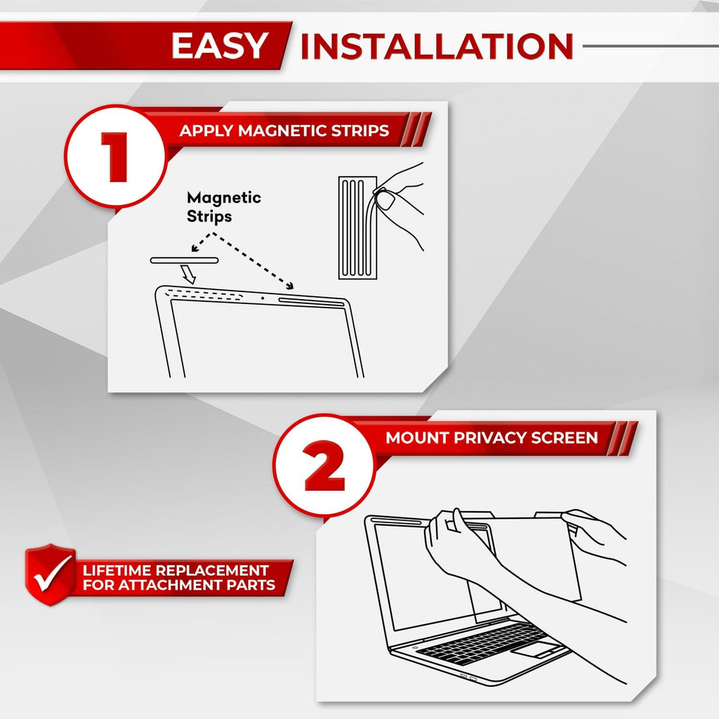 Magnetic Laptop Privacy Screen 13.3 Inch 16:9 - Removable Computer Privacy Filter Shield and Protector