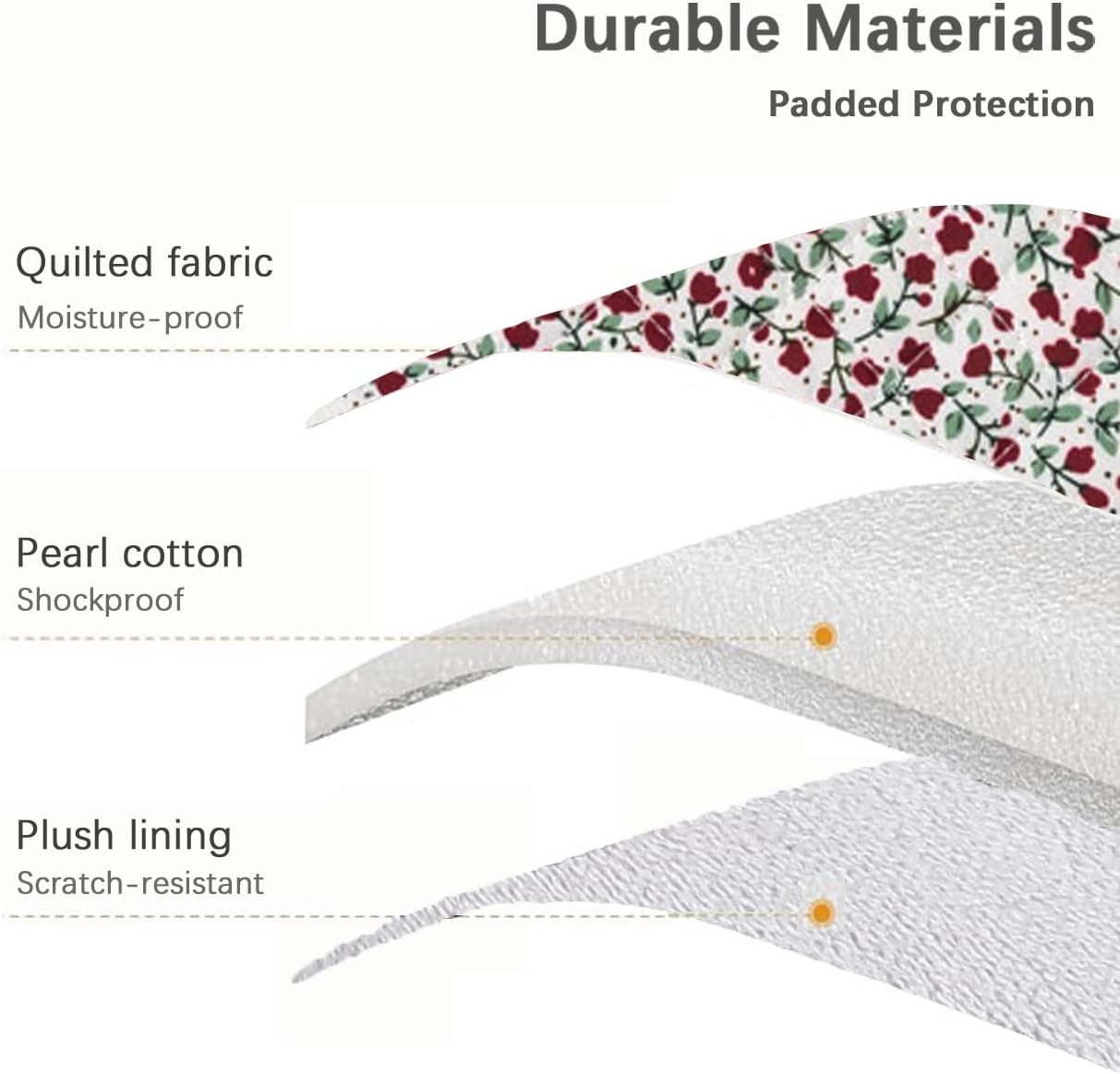 Puffy Laptop Sleeve 13-15.6 Inch Cute Quilted Laptop Protective Case Padded Floral Computer Sleeve for MacBook (B-red, 13 Inch)