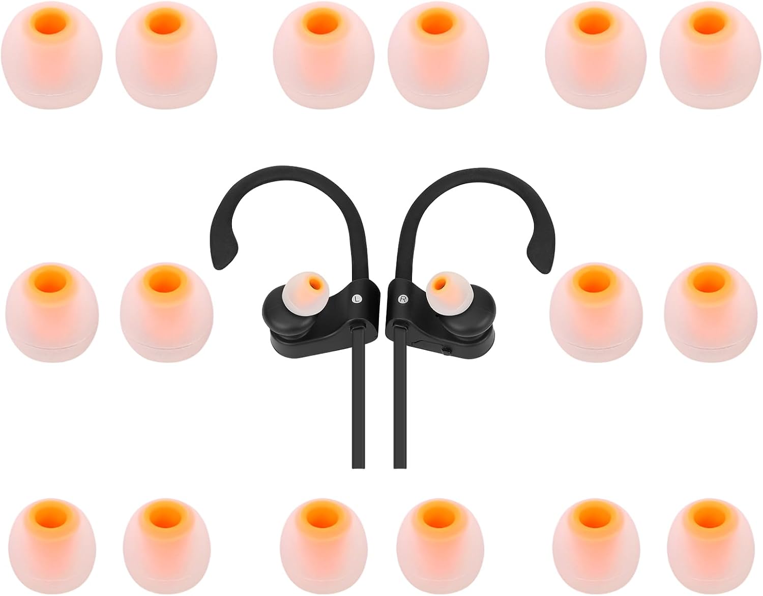 Earbud Tips Ear Bud Tips Soft Anti Slip Washable and Reusable Silicone Replacement Earbud Tips Fit Most in-Ear Earbuds(Inner Hole 3.8mm -5.1mm) 18pcs S M L
