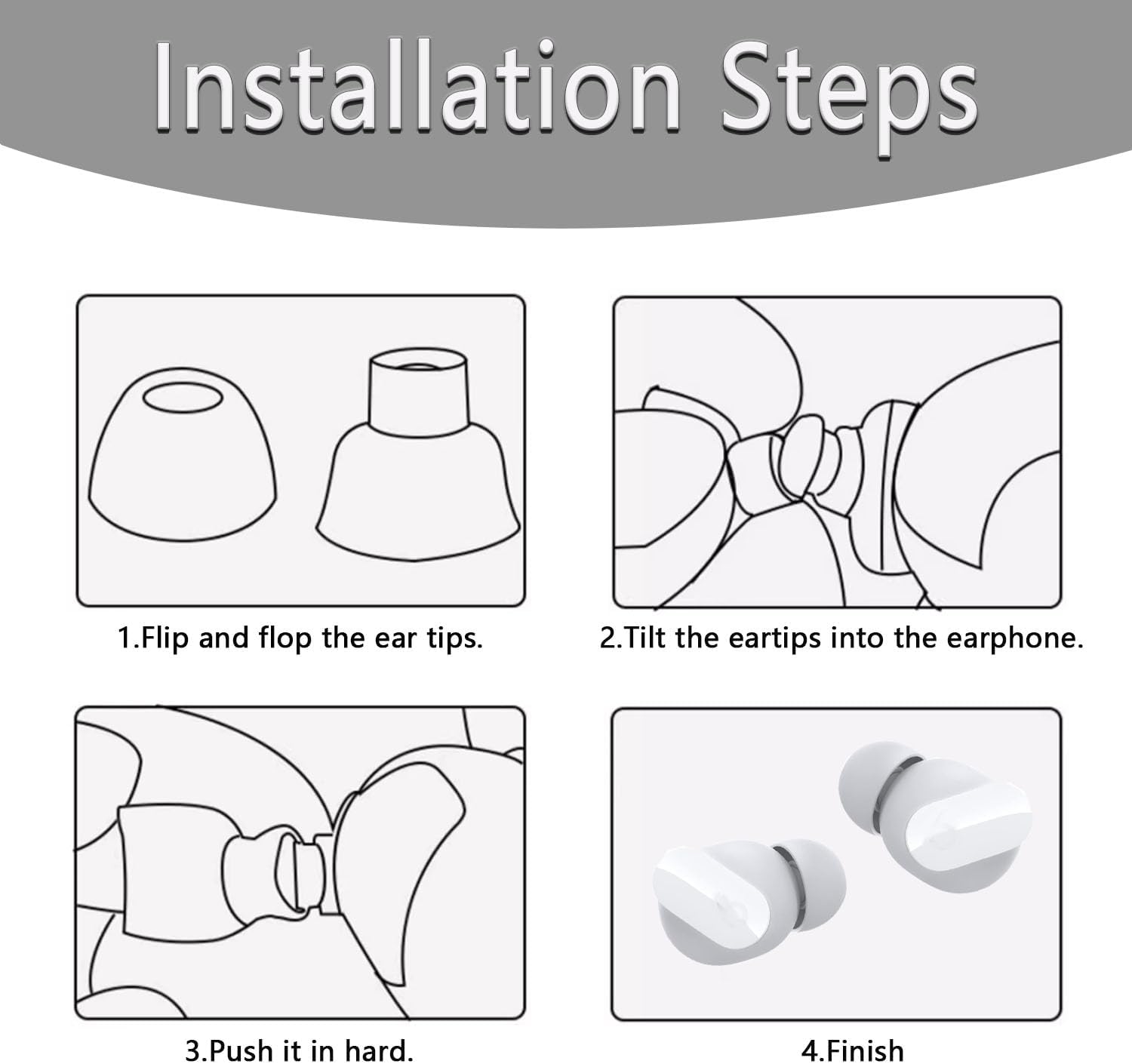 Replacement Silicone Ear Tips for Beats Fit Pro/Studio Buds/Studio Buds+ Headphone, 6 Pairs Earbuds Eartips L/M/S, Eargels Set Fit in Case, Earplug Ear Cap (Silver White)