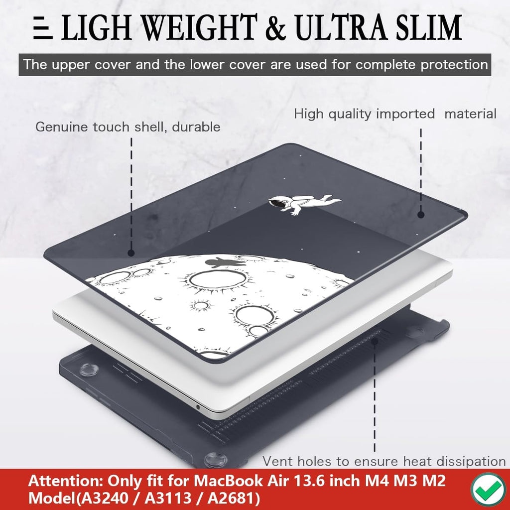 CISSOOK Case Compatible with MacBook Air 13.6 Inch 2022 2024 2025 Release Model A2681 M2 A3113 M3 A3240 M4 Astronaut, Clear Black Space Hard Shell with Keyboard Cover for MacBook Air 13.6", Astronaut
