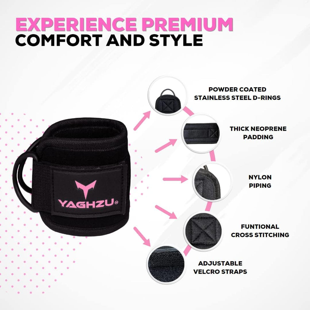 Ankle Straps for Cable Machines Women - Adjustable Gym Ankle Strap for Cable Machine, Neoprene Padded Cable Straps, Durable Leg Strap with Cable Cuff, Glute Kickback Ankle Strap with D Rings