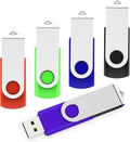 5 Pack 8GB Bulk USB 2.0 Flash Drives Small Capacity USB Thumb Drive Swivel Memory Stick JumpDrive (5 Colors: Black,Blue,Green,Purple,Yellow, 8 GB)