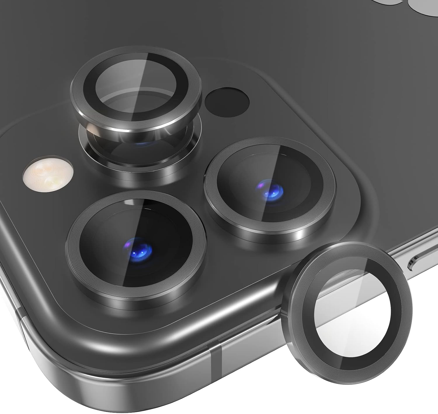 Choiche [3+1 for iPhone 14 Pro/iPhone 14 Pro Max Camera Lens Protector, 9H Tempered Glass Camera Cover Screen Protector Metal Ring Decoration Accessories (Black)