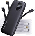 2025 Portable Charger with Built in Cables, 12800mAh Travel Essential Battery Pack, 4 Outputs 2 Inputs Slim Power Bank with Cord Wires Compatible with iPhone,Samsung,Android (2 Pack)