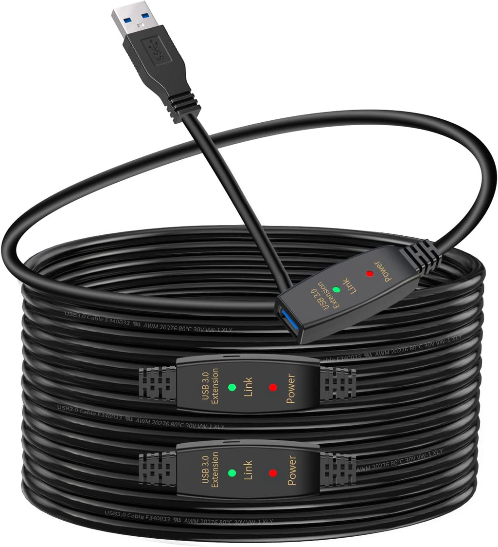 LDKCOK Active USB 3.0 Extension Cable 60ft– Male to Female Extender Cord, USB Extension Cable for USB Flash Drive, Card Reader, Hard Drive, Keyboard, PlayStation, Xbox, VR, Printer, Camera, Laptop
