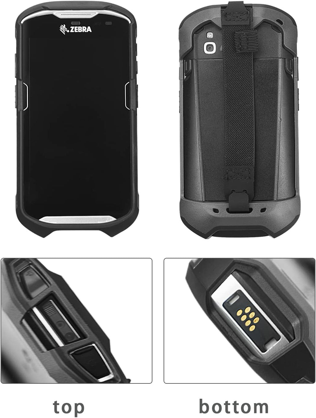 Protective Cover Bumper Case Rugged Boot with Hand Strap for Zebra TC51 TC510K TC52 TC56 TC57,Slim TPU Scanner Cover,Barcode Touch Mobile Computer Accessories (Black)