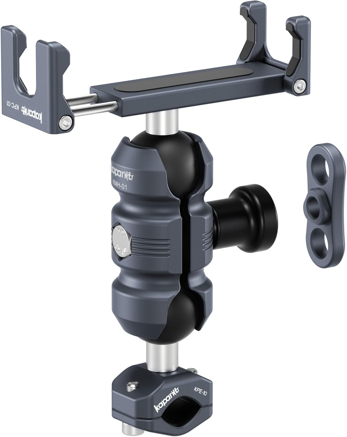 Anti-Theft Motorcycle Phone Mount, Aluminum Dual Socket Arm and U-Bolt Base for Bicycles/ATVs/Snowmobiles, Installed on 0.4-0.6" Mirror Bars (KPS-03)