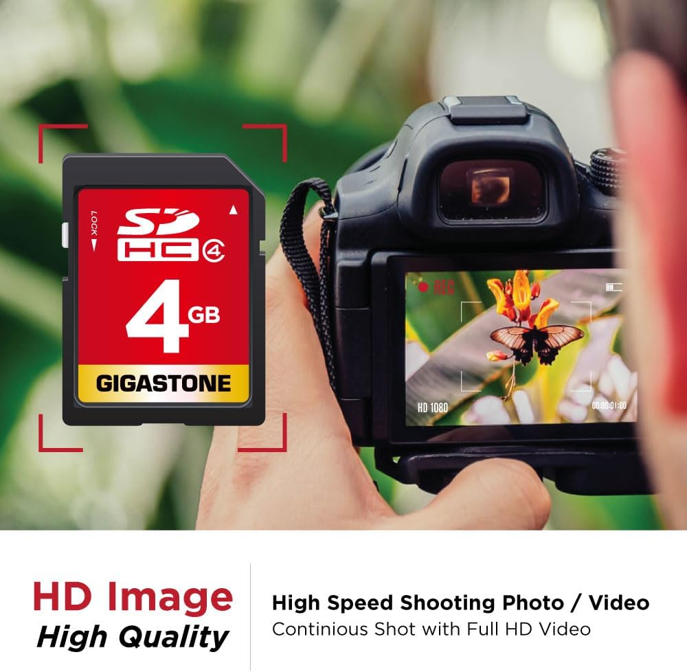 GIGASTONE 4GB SD Card 5 Pack SDHC Class 4 Memory Card for Photo Video Music Voice File DSLR Camera DSC Camcorder Recorder Playback PC Mac POS 5pcs in Pack (Pack of 5), with 5 mini Cases