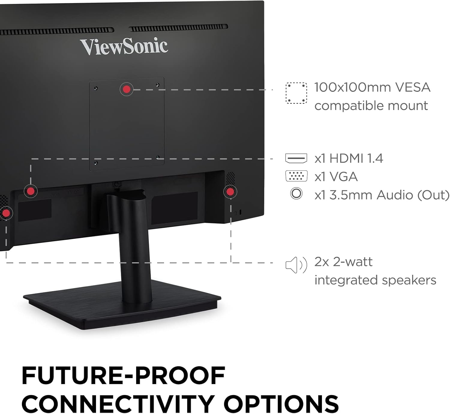 ViewSonic VA2409M 24 Inch IPS Full HD 1080p Monitor with Adaptive Sync, 75Hz, Thin Bezels, Eye Care, HDMI, VGA Inputs for Home and Office
