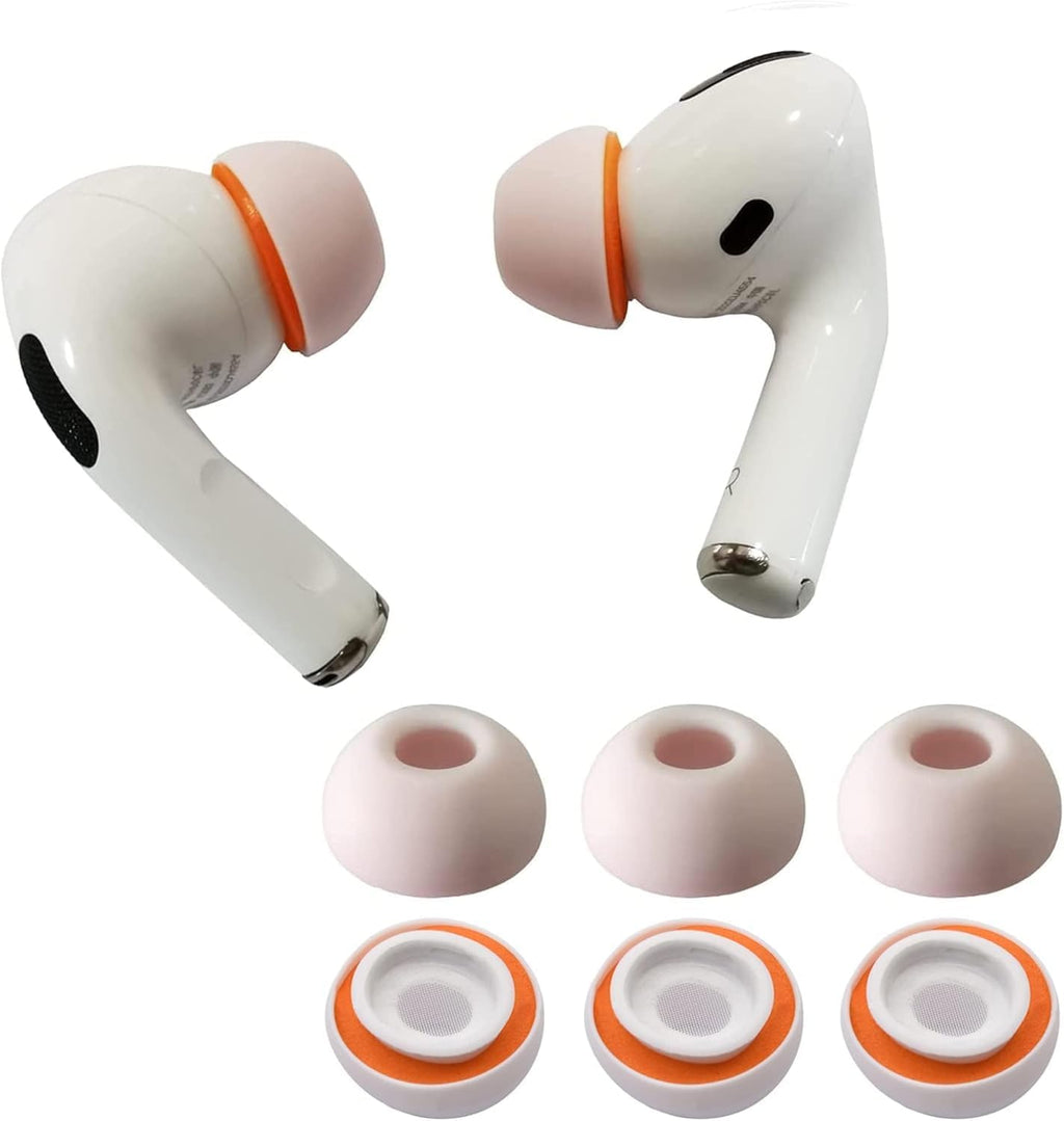 Airpod Pro Ear Tip Memory Foam & Silicone Hybrid Ear Tips, Perfect Noise Reduction, Stays in Your Ears, Ultra-Comfort, Anti-Slip Eartips, Fit in The Charging Case (Orange, Medium)