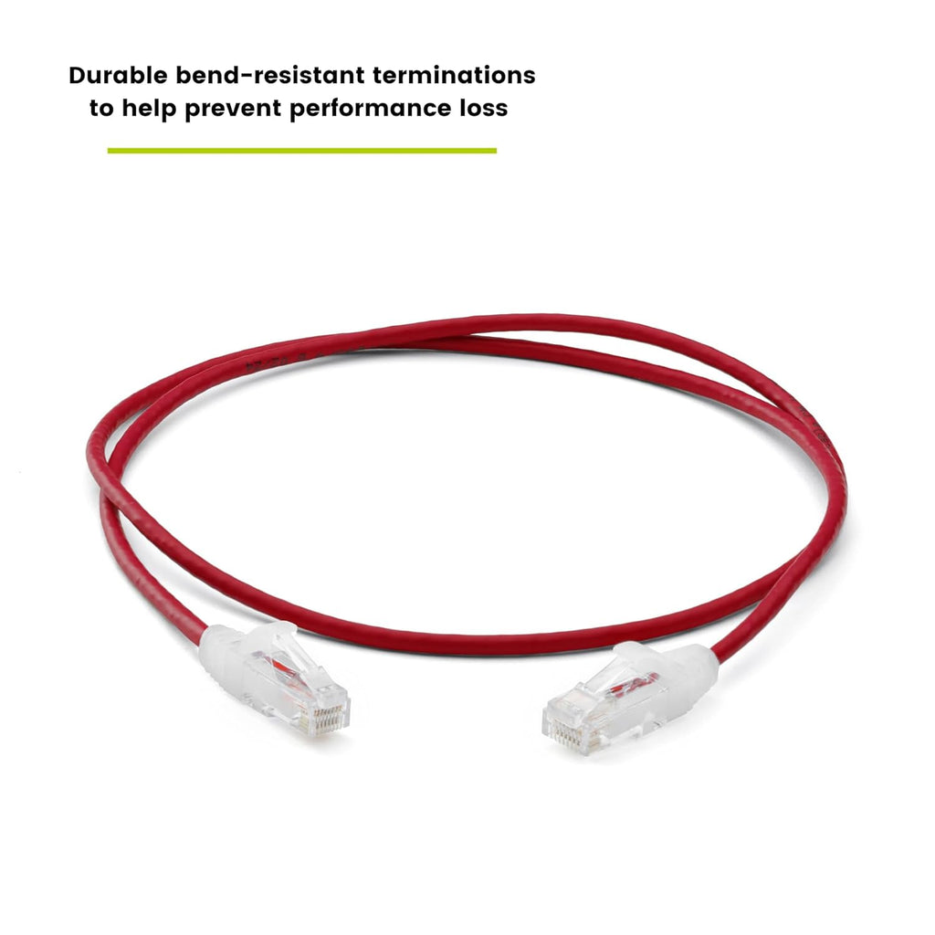 TRUECABLE Cat6 Component Rated Patch Cable, Unshielded (U/UTP), 2ft, Red, 28AWG Solid Copper, Snagless 10G High-Speed Ethernet Cable, PoE++ 4PPoE 100W, UL Listed, RoHS-3, 5 Pack