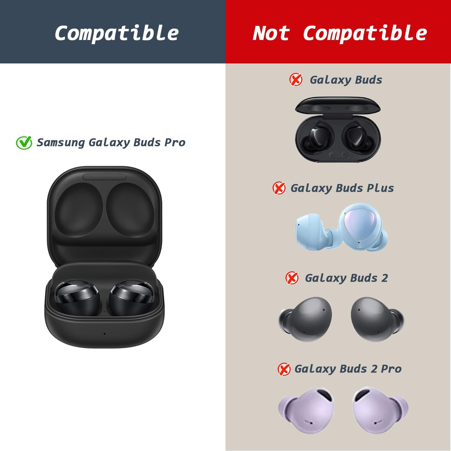 6 Pairs Replacement Eartips for Samsung Galaxy Buds Pro Headphones, Silicone Tips Earbuds Eartips Set, L/M/S Earplug Replacement Accessories (Black, Without Pen)