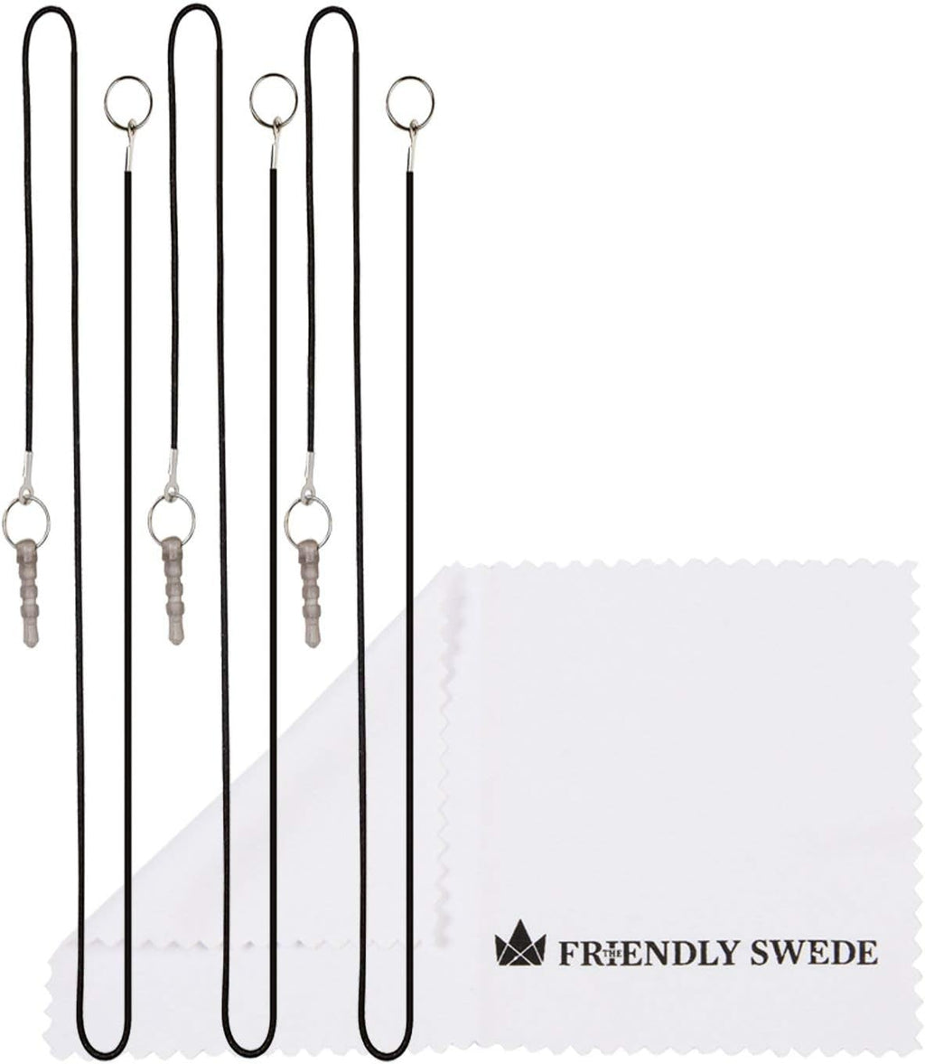 The Friendly Swede Stylus Pen for Touchscreen — 3-Pack 5.5" High Precision Stylus Pen with Replaceable Thin Tips, Elastic Lanyards & Screen Cleaning Cloth - Black/Blue/White