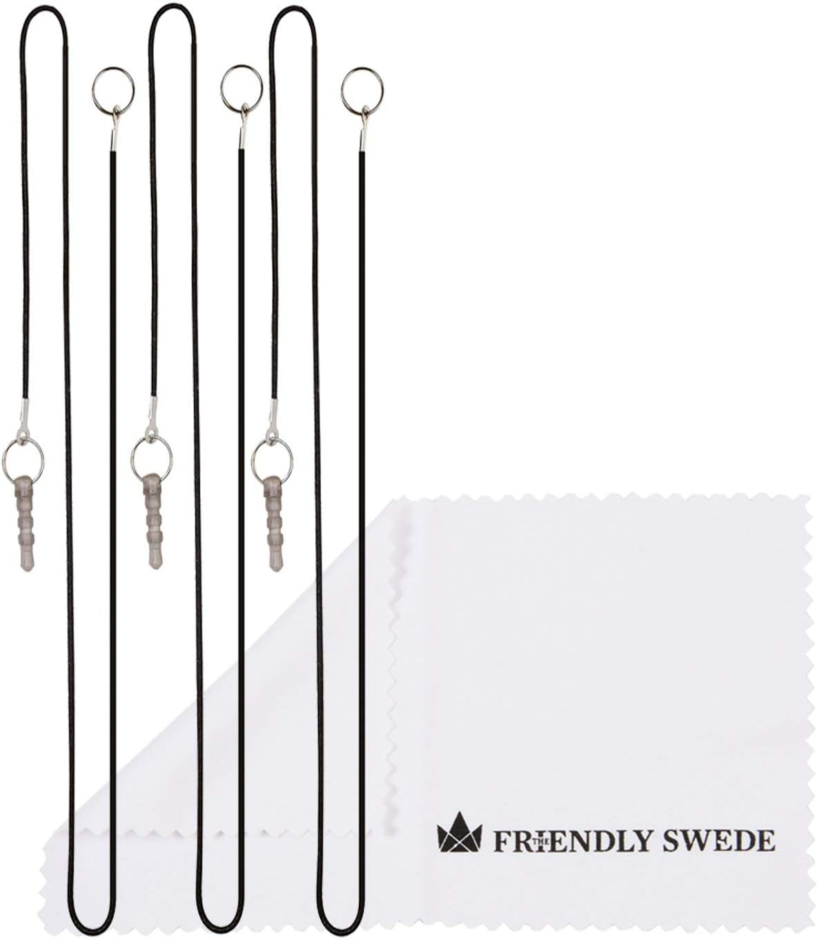 The Friendly Swede Stylus Pen for Touchscreen — 3-Pack 5.5" High Precision Stylus Pen with Replaceable Thin Tips, Elastic Lanyards & Screen Cleaning Cloth - Black/Blue/White