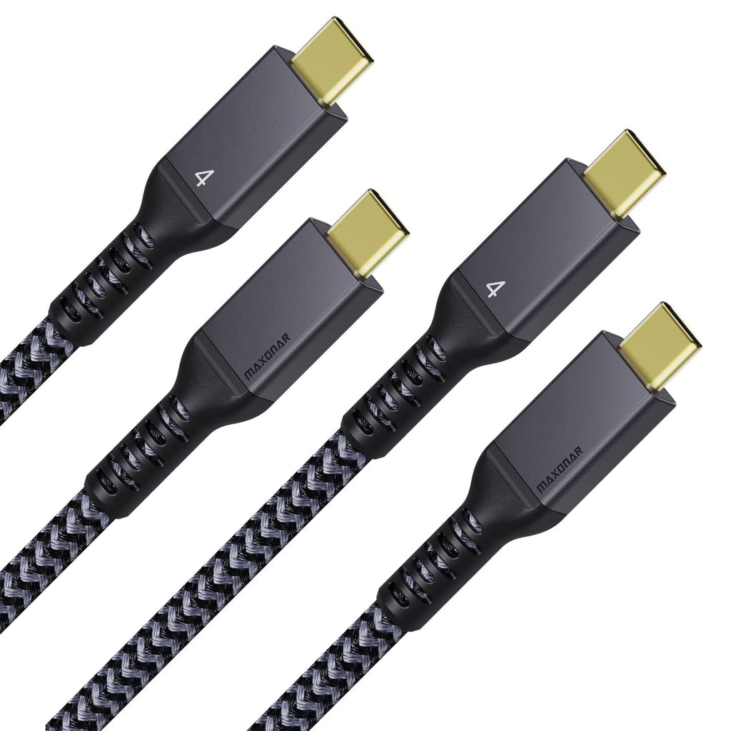 Maxonar [2 Pack 3.3FT] Thunderbolt 4 Cable with 40Gbps Sync, 240W Charging, 8K/5K@60Hz Display for MacBook, SSD, iPhone 16/15, Docking, eGPU, Monitor