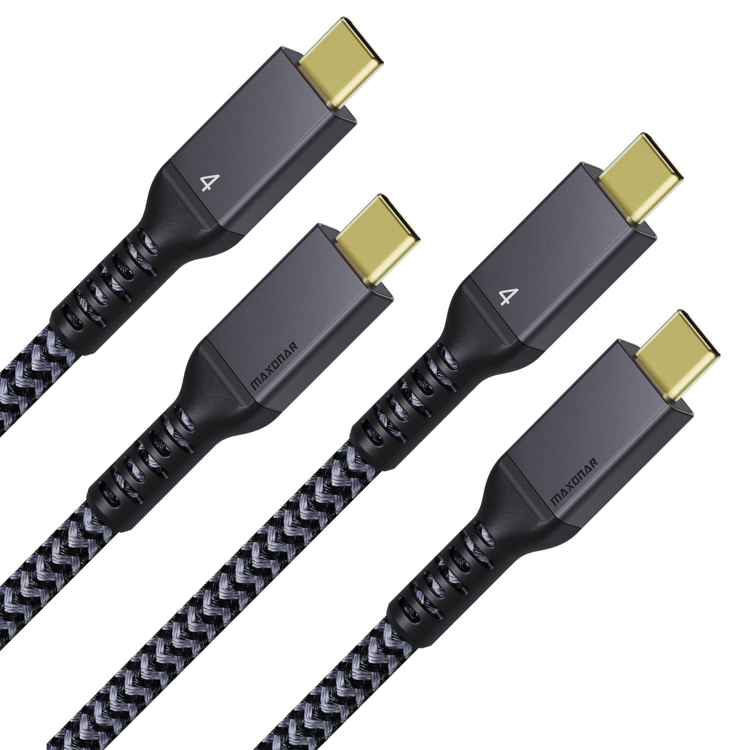 Maxonar [2 Pack 3.3FT] Thunderbolt 4 Cable with 40Gbps Sync, 240W Charging, 8K/5K@60Hz Display for MacBook, SSD, iPhone 16/15, Docking, eGPU, Monitor