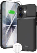 GIN FOXI Battery Case for iPhone 17, Charging Case Charger 8500mAh Ultra-Slim Lightweight Powerful Battery Pack 15W Fast Rechargeable Anti-Fall TPU Juice Box for iPhone 17 (6.3") Black