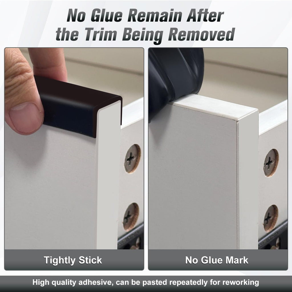 Rubber Edge Trim, Self Adhesive U Channel Edge Trim, Big Size U Shaped Trim, Edge Banding for Plywood, Woods, Shelf, Cabinet, Countertop, Fit for 1/2", Length 20Ft, Black