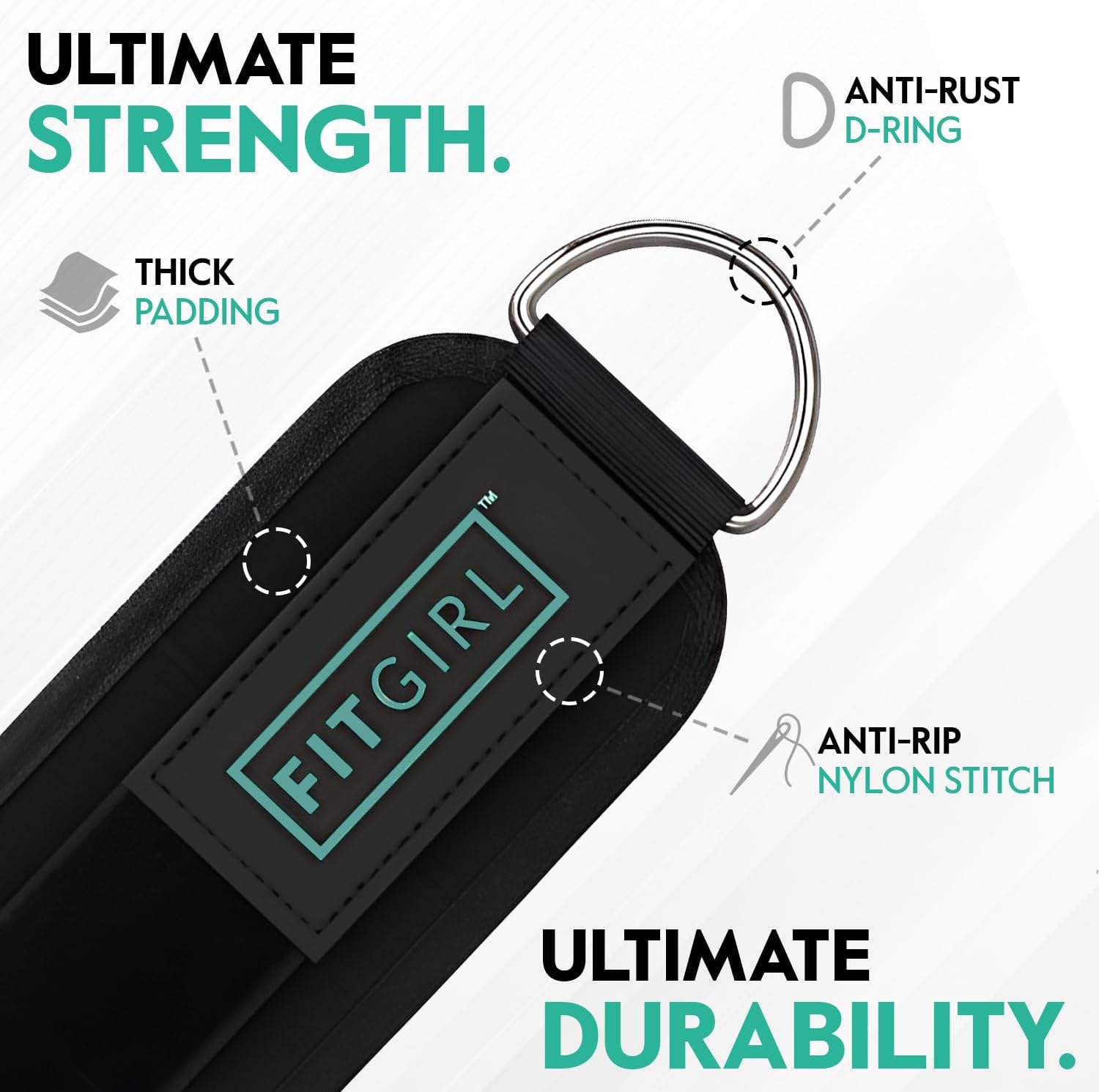 FITGIRL - Ankle Strap for Cable Exercise Machines, Work Out Cuff Attachment for Home & Gym, Glute Workouts - Kickbacks, Leg Extensions, Hip Abductors, for Exercise Machine Attachments