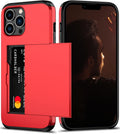 Nvollnoe for iPhone 12 Pro Max Case with Card Holder Heavy Duty Protective Dual Layer Shockproof Hidden Card Slot Slim Wallet Case for iPhone 12 Pro Max for Men&Women(Red)