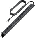 HHSOET 360° Rotating 12 Outlet Mountable Power Strip, Metal Gaming Table Mounted Outlet Strip, Heavy Duty Wall Mount Surge Protector with Switch, Works Great and Very Versatile, 10ft Power Cord.Black