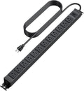 HHSOET 360° Rotating 12 Outlet Mountable Power Strip, Metal Gaming Table Mounted Outlet Strip, Heavy Duty Wall Mount Surge Protector with Switch, Works Great and Very Versatile, 15ft Power Cord.Black