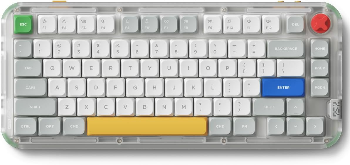 nuphy Kick75 Low Profile Keyboard with Volume Knob,75% Hot Swappable Custom Wireless Mechanical Keyboard,80 Keys RGB Backlit with PBT Keycaps,BT/2.4G/USB-C (Brown Nano Switch)