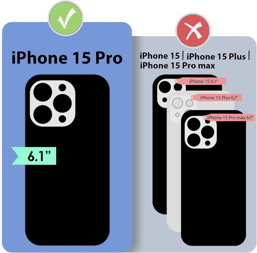 ZVE Wallet Case for iPhone 15 Pro, Phone Case with Card Holder with Wrist Strap RFID Blocking Zipper Leather Cover for Women for iPhone 15 Pro, 6.1"(2023) - Black