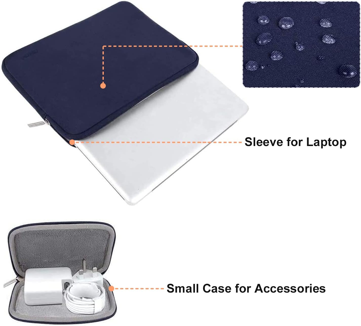 MOSISO Laptop Case 13.3 inch, 13-13.3 inch Laptop Sleeve Bag Compatible with MacBook Air/Pro 13/Pro 14 M5 M4 M3 M2 M1, HP Dell ASUS Lenovo, Neoprene Computer Sleeve Bag with Small Case, Navy Blue