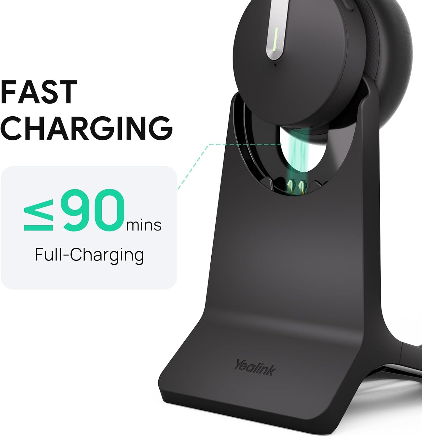 Yealink BH70 Dual Wireless Headset with Mic for Work, Bluetooth Headphone with Teams Certification, up to 35h Talk Time, 147g All-Day Wearing Comfort, Include USB-C/A Dongle & BHC70 Charging Stand