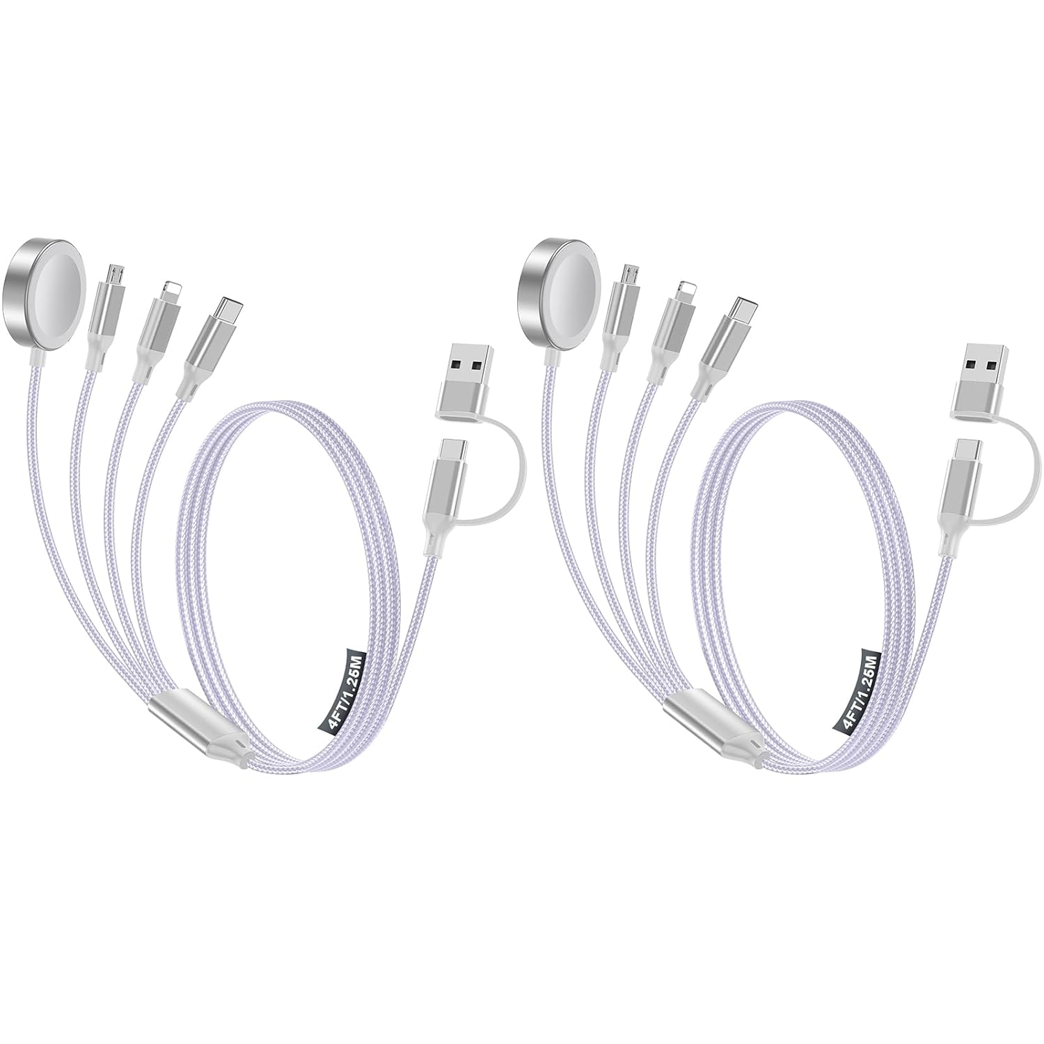 2 Pack Charging Cable for Apple Watch Charger/Samsung/iPhone Charger,Car/Office/Camping/Travel Essentials,Type C Cable Cord for iWatch Ultra/10-2/iPhone 16-11/Samsung S25-S20,iPad,airPods-Purple