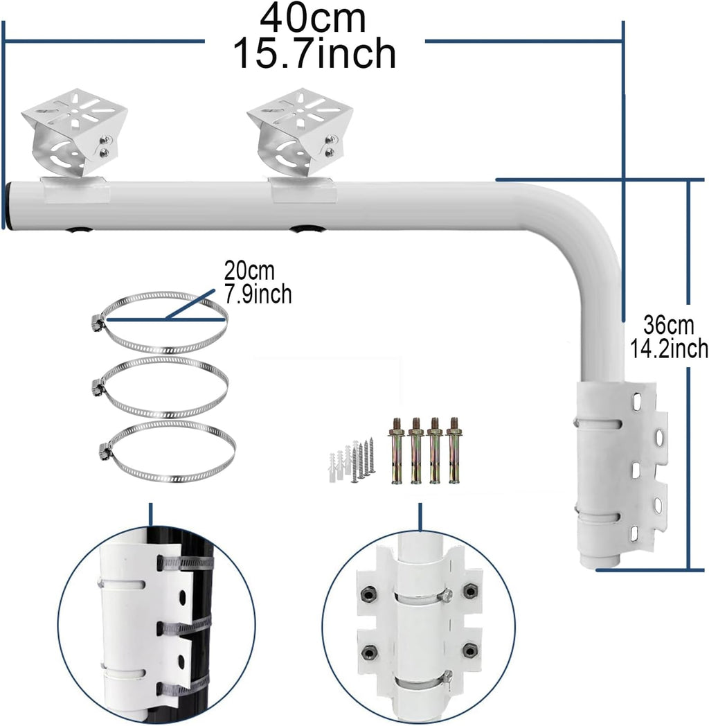 WiTi Heavy Duty Dual Mount 40CM Arm Bracket for Cameras,Long Pole with 2 Mounts for CCTV Security Surveillance System,Project and Home Solution for Indoor and Outdoor