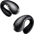 Ultra Open Ear Earbuds - Ergonomic Clip-On Earbuds, Bone Conduction Over-The-Ear Headphones with Waterproof Design and Secure Fit for Small Ears, Obsidian Black