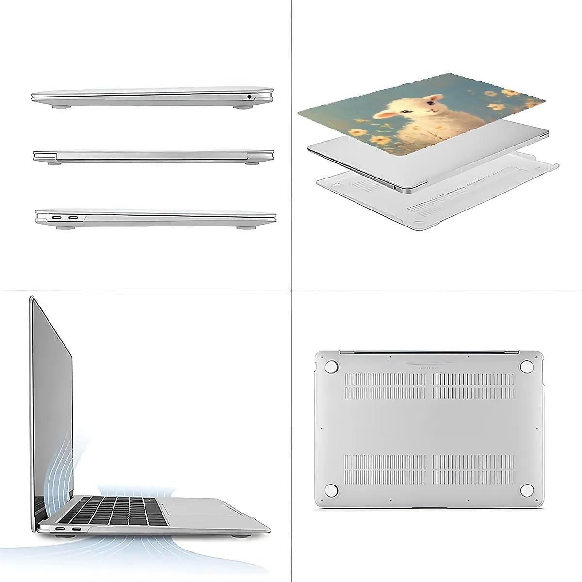 Compatible with MacBook Air 13.3 13.6 Inch Case 2022 2021 2020 2019 Plastic Hard Shell Case Cover,13.3 Pro(A1706/A1708/A1989/A2159/A2289/A2338), Cute Little Lamb