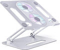 Adjustable Laptop Stand Laptop Cooling Pad with Fan USB Hub Compatible with 10 to 15 Inches Notebook Computer, Ergonomic Computer Riser for Desk, Aluminum Alloy Laptop Radiator-Silver
