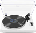 Record Player Turntables with Wireless Output Connectivity Vinyls Players Belt-Drive 33 45 RPM Speed Phono Line USB Digital to PC Recording MM Cartridge AT-3600L Classic New Sleek Piano White