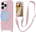for iPhone 16 Pro Case with Lanyard [Compatible with MagSafe], Crossbody Phone Case with Neck Strap Adjustable, Magnetic Phone Cover for iPhone 16 Pro 6.3'' Pink
