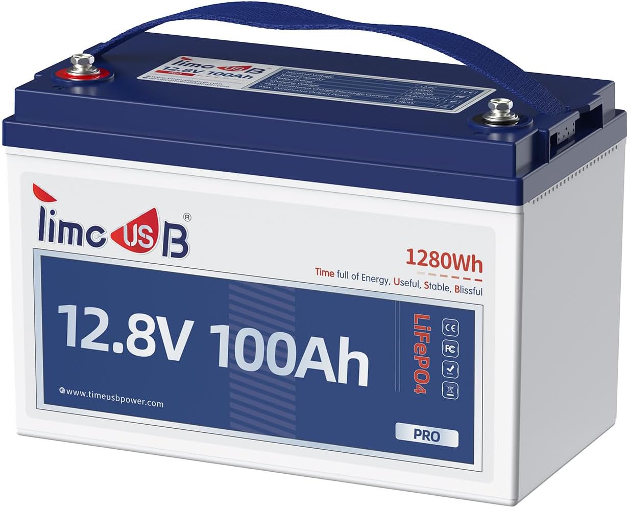 12V 100Ah Pro LiFePO4 Battery, Grade A Battery Cells, Group 31 Deep Cycle Lithium Battery, Built-in 100A BMS, 10-Year Lifetime, Perfect for RV, Solar Home System and Off-grid Application