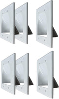 BestMounts - 6 Pack in Wall Cable Management TV Cord Hider for Wall Mounted TV - Recessed Wall Plates Cable Pass Through - Dual Gang Behind Wall Cable Management up to 8-10 Low Voltage Cords (White)